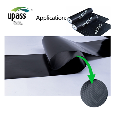 Площадь из пластика с перекрестной ламинированной пленкой из HDPE для самоклеющейся полимерной модифицированной битумной водонепроницаемой крышной мембраны
